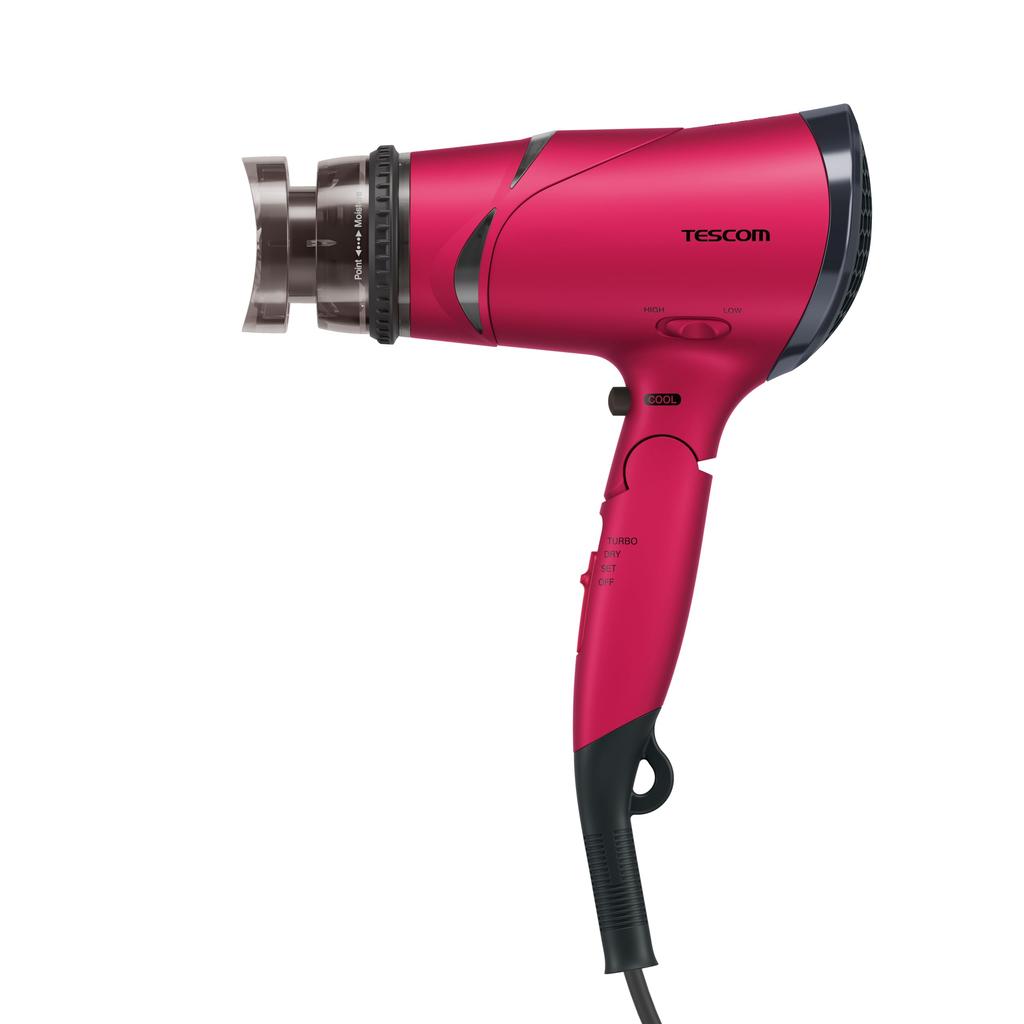 Tescom Hair Dryer, Negative Ion, Foldable, High Airflow, Easy-to-Open Plug, Pink, TD430B-P
