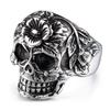 Trendy Floral Skull, Fashionable Retro Men's Ring