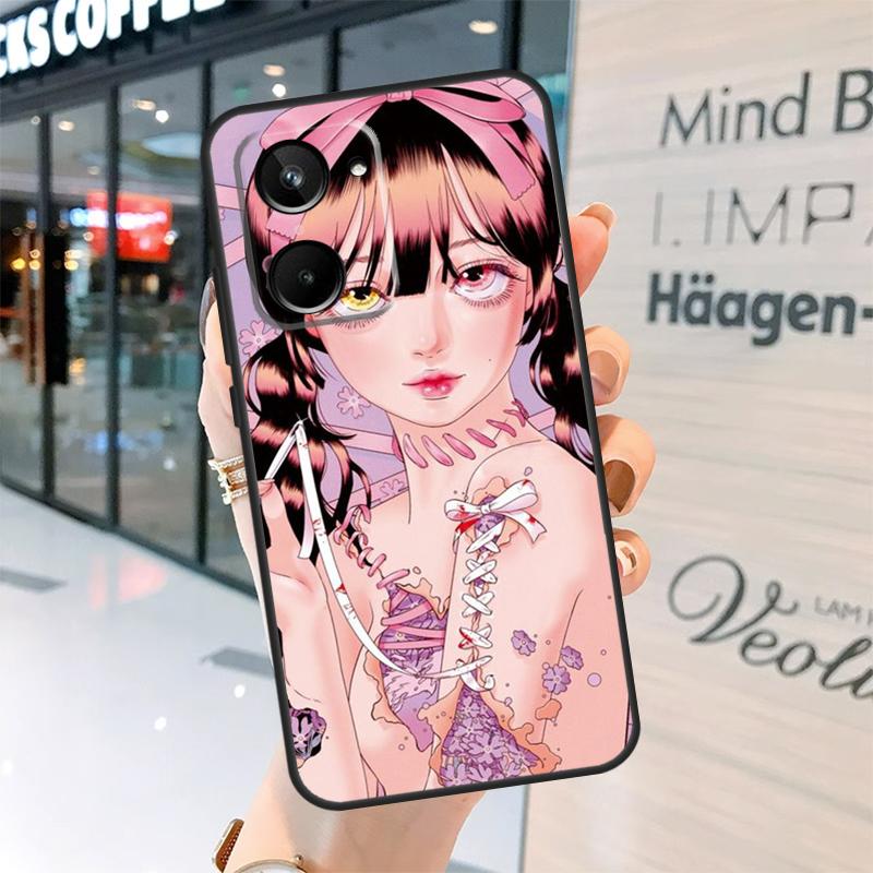 

Cartoon Girl Aesthetic Case For Realme 15 Pro 12 11 13 14 Pro Plus GT6 GT7 C55 C51 C53 C25 C63 C61 C65 C67 C71 C75 Realme C55