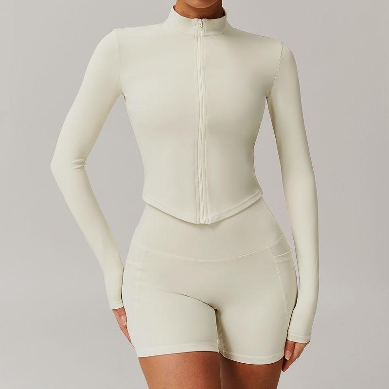 Guangzhou Zechuang Clothing Co., Ltd. Quick-Drying Nude Feel Fitness Outwear Women's Zipper Outwear Running Sports Tight