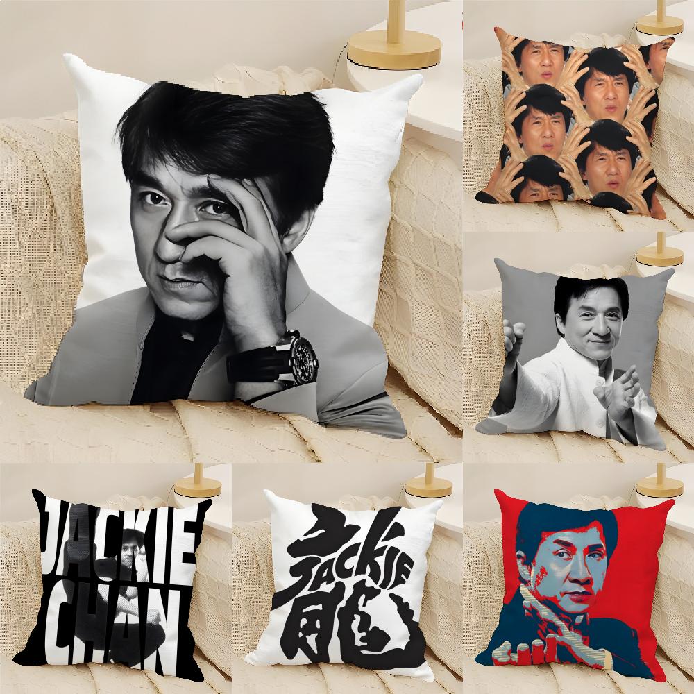 Coole Kung Fu Jackie Chan Kissenhülle Baumwoll-Leinen-Stoff Quadratisch Reißverschluss Kissenbezug Heimdekoration Wohnzimmer