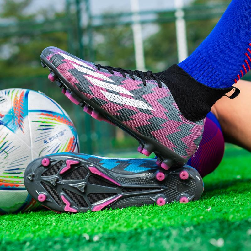 

High-top football shoes AG spiked leather feet for boys and girls, teenagers and students, anti-skid training sports shoes 45