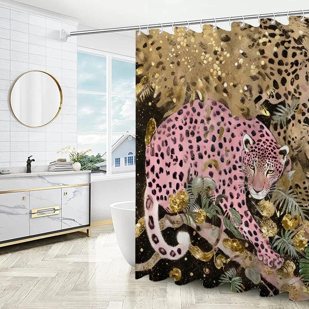 Sprchový závěs Růžový panter pro sady koupelnových doplňků Luxusní skládací dělicí závěsy Koupelna Ložnice Domy Pokoje Quarto