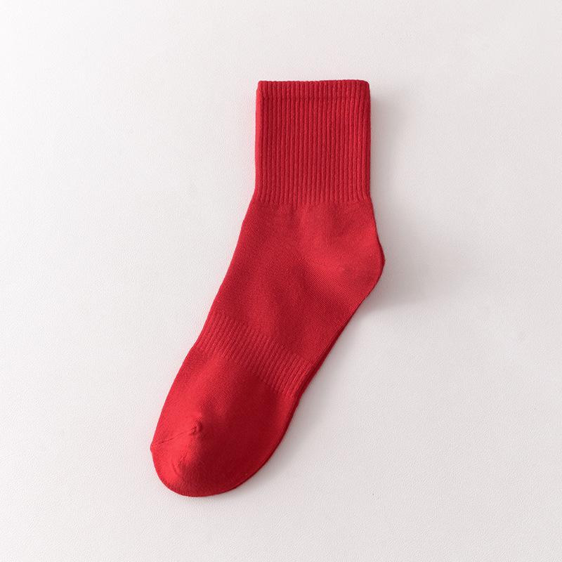 Red Socks, Same Style for Both Men and Women, Mid-length Socks for Autumn and Winter, New Year Socks, Wedding Couple Pair of Red Socks