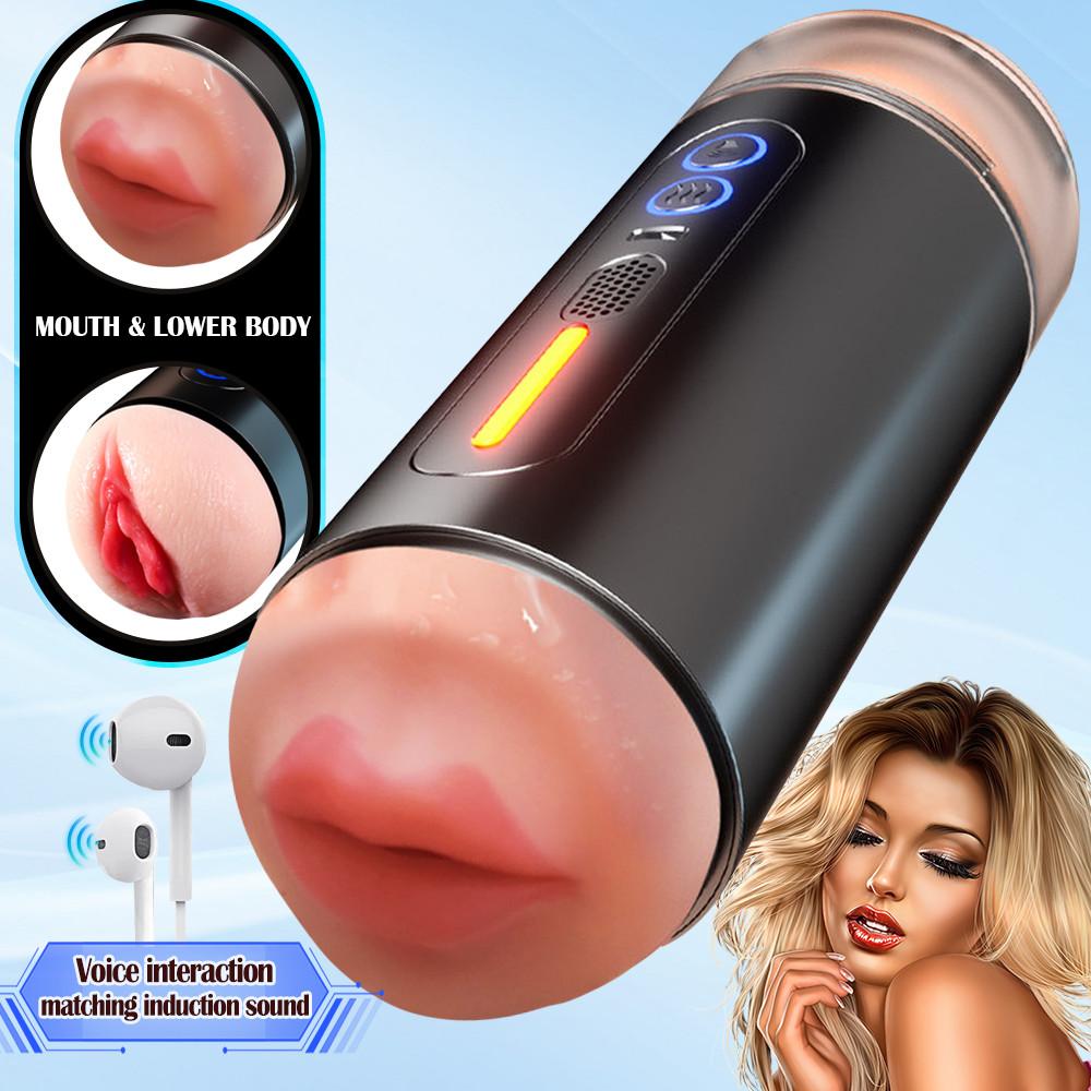 Adult Toys Male Masturbator Cup Pocket Vagina Pussy Vaginal Penetration Prostate Massager Intelligent Voice Sex Toys for Men