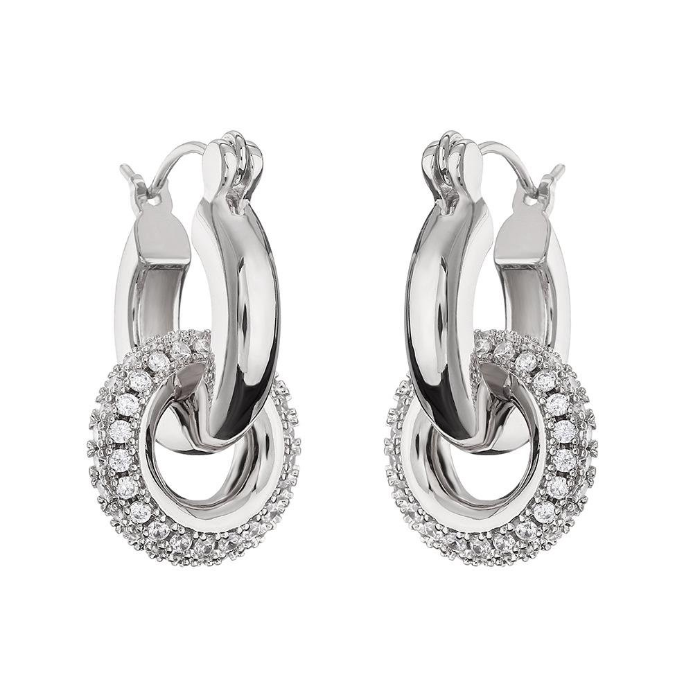 UILZ Trendy Temperament Zircon Metal Earrings for Women