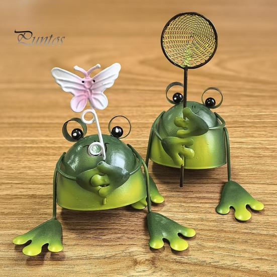 Frog Garden Statue Handmade Iron Frog Ornament Collectible Frog Figurine for Patio Balcony Home Indoor Decor Office Desk