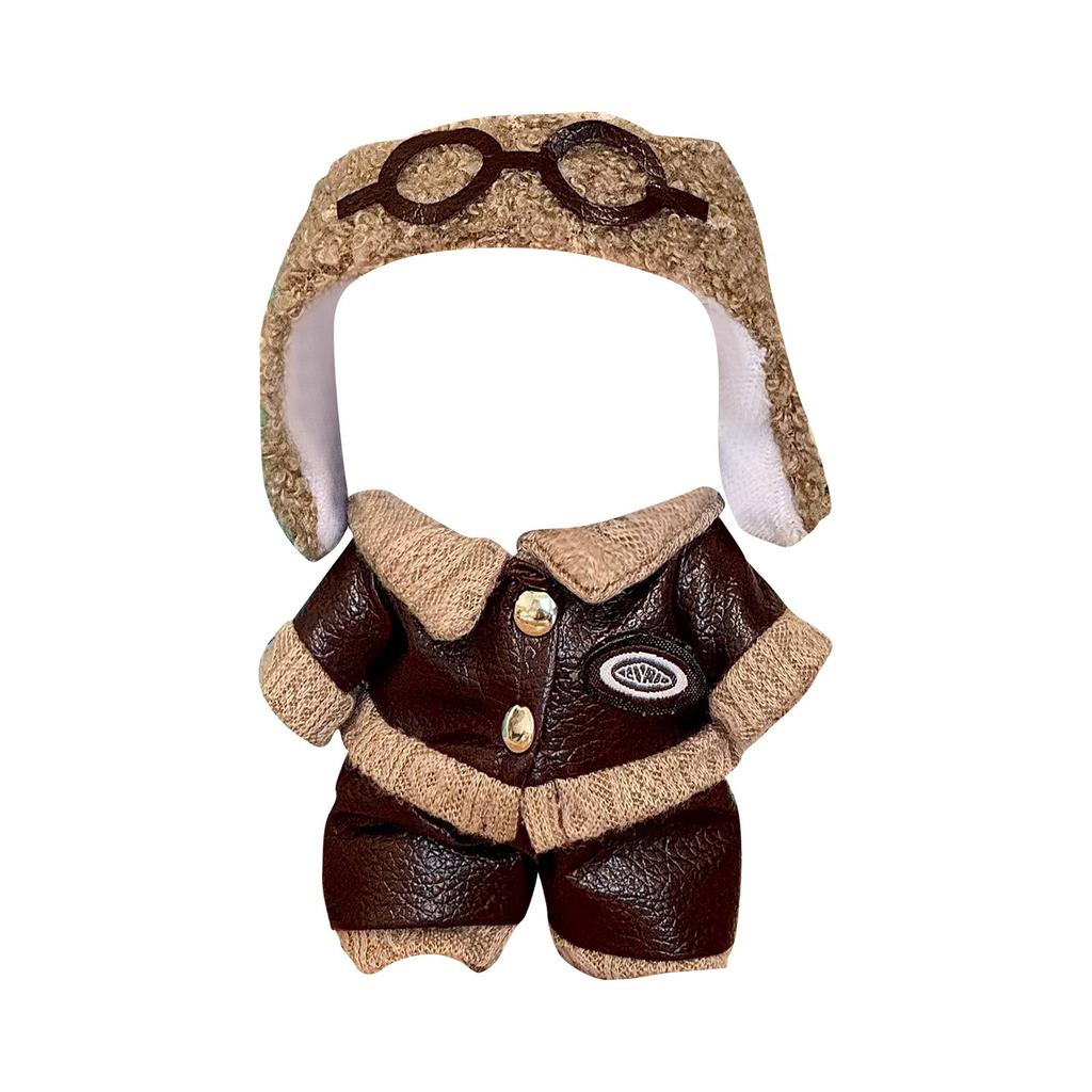 Doll Cloth Pendant Dress Bow Plaid Scarf Set  Plush Doll Dress