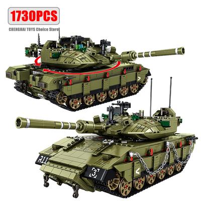 Andra världskriget Militär Merkava MK4 Huvudstridsvagn Serie Byggklossar Klossar Modell MOC Armévapen Soldat Set Barnleksaker Pojklappar
