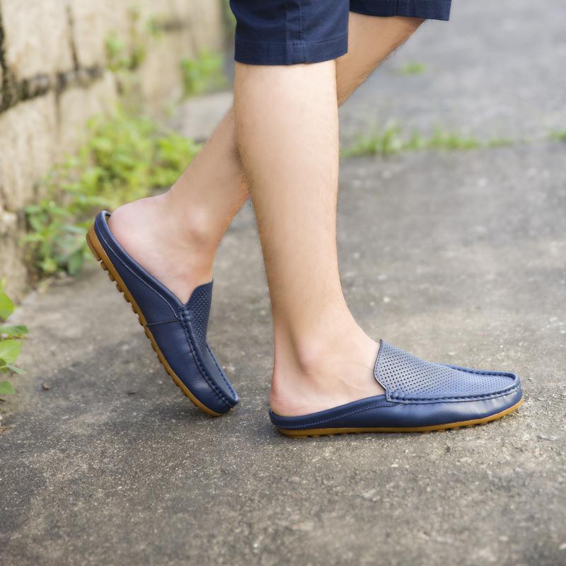 Men’s Moccasins Slippers Penny Loafer Driving Shoes Comfort Leather Flats Casual Slip-ons Plus Size Color White Pea Shoes for Men