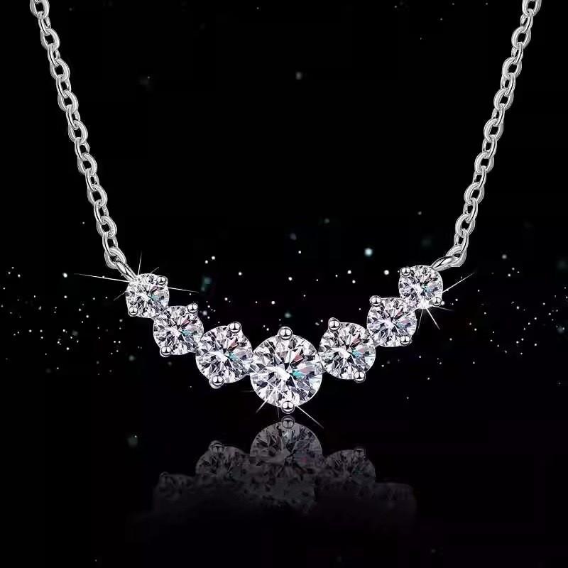 New Fashion Fine Gold O-shaped Chain Necklace 1 Carat Lively Water Drop Moissanite Pendant for Women