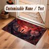 Mushroom Forest Theme Crystal Velvet Floor Rug Personalized Custom Name Text Warm Carpet Home Decoration