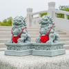 Par de Cães Fu Foo Estátuas de Leão de Pedra Guardiãs Figuras Decorativas Chinesas Feng Shui Decoração de Casa Sala de Estar Bar Café Ornamento de Mesa