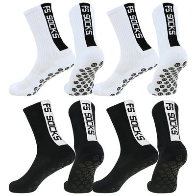 4Pair Non-Slip Grip Socks Men Women Football Basketball Baseball Rugby Soccer Cycling Skateboard Athletic Exercise Breathable