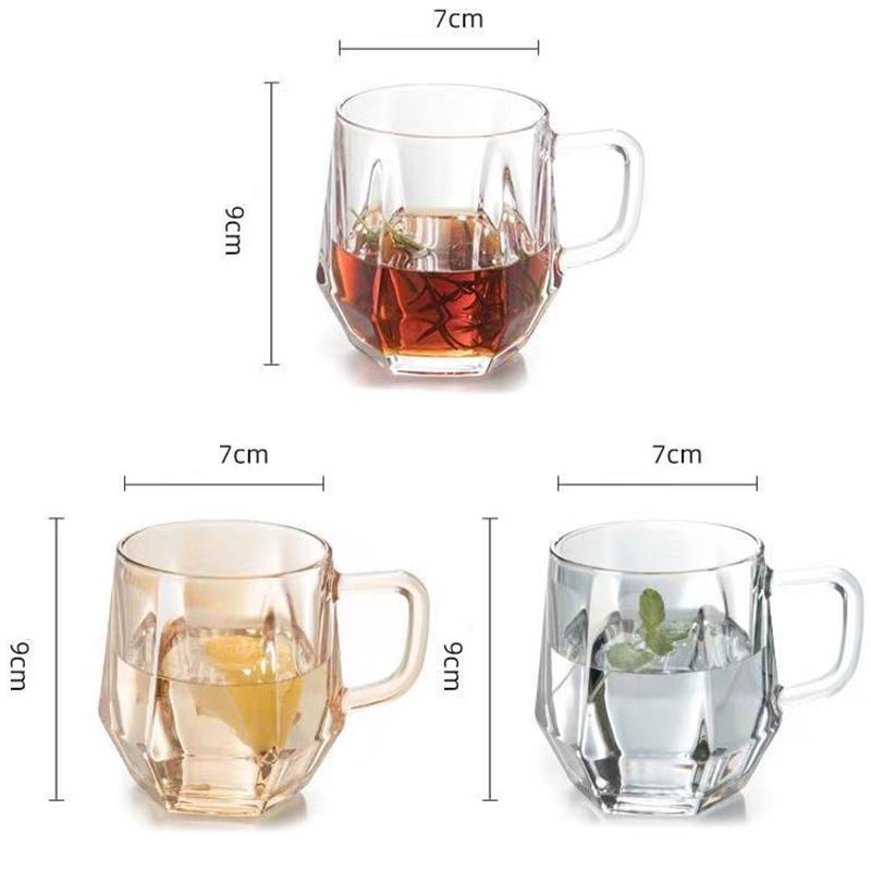 1Pcs 280ml Solid Color Household High Beauty Glass Cup With Handle Set Living Room Hospitality Tea Mug Outdoor Tableware