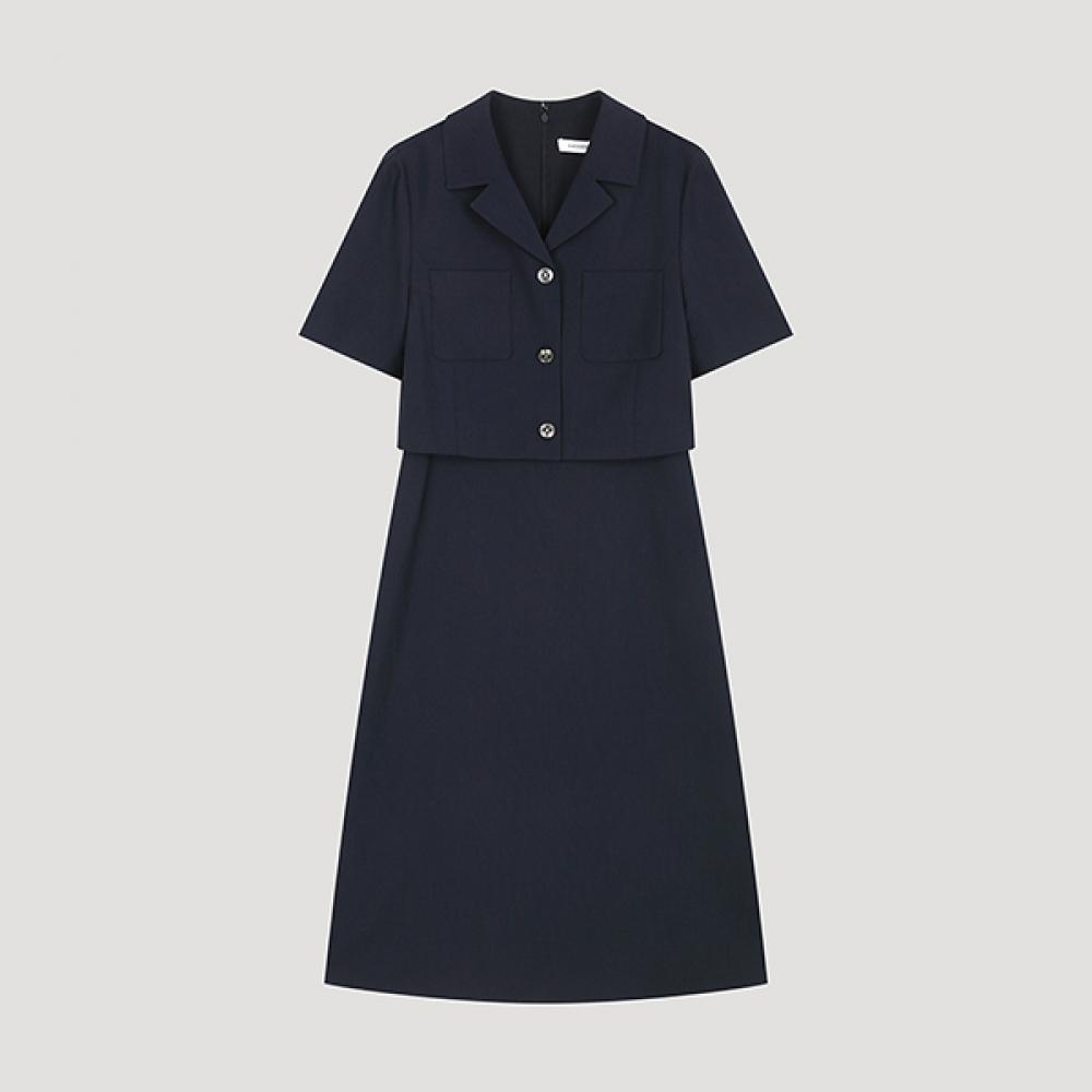 

She S Miss Карманный Воротник Клеш ПЛАТЬЕ Swwopo22220 Dn DARK NAVY/55