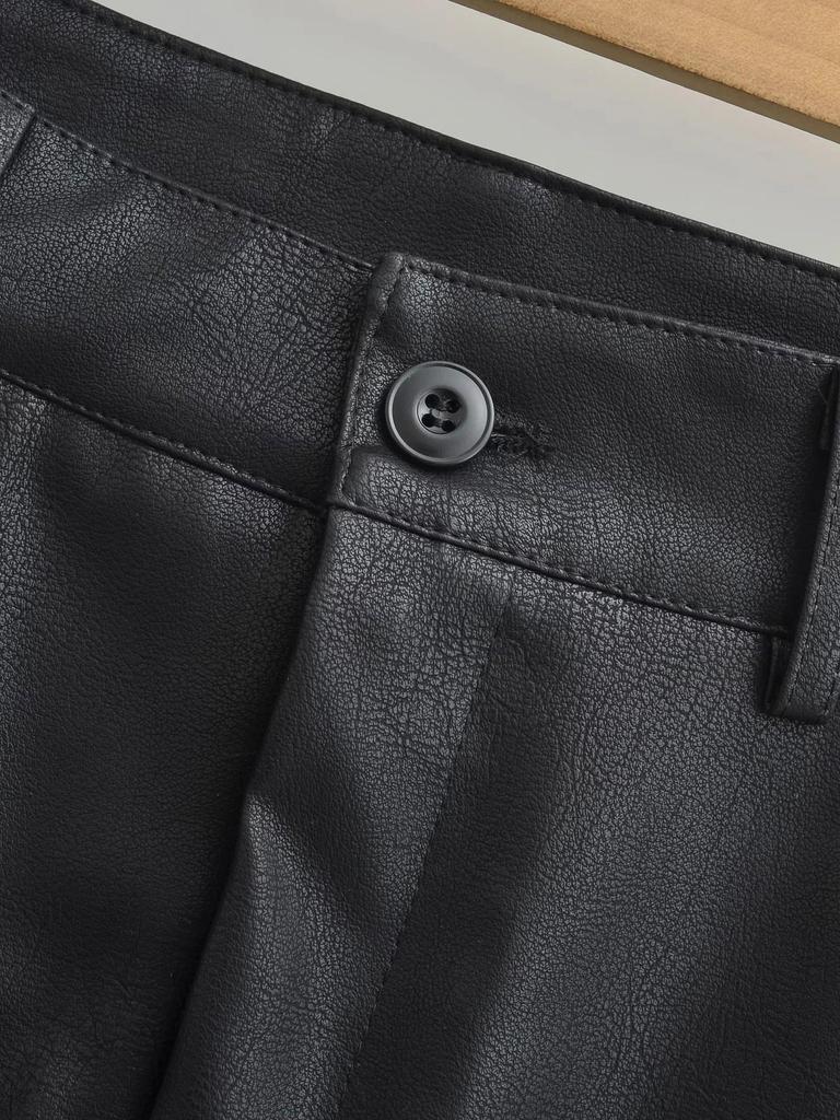 2025 High-Waist Anti-Exposure PU A-Line Skirt with Underpants - Sexy Autumn/Winter Hip-Hugging Skirt