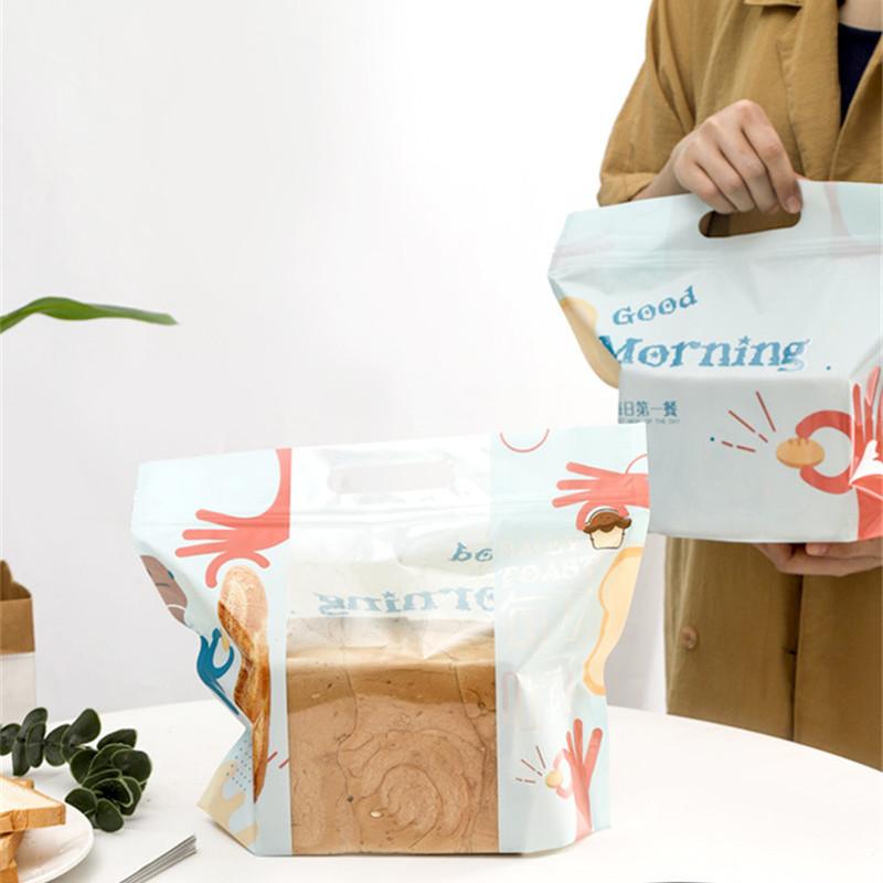 450g 50pcs Toast Bread Packaging Bags Large Portable Zipper Self-Sealing Transparent Baking Cake Pastry Packing