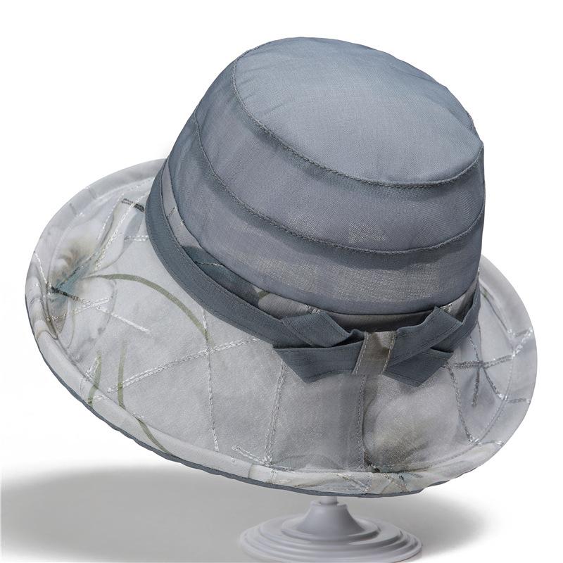 

Дышащая сетчатая шляпа-панама женская шляпа весна и лето поля солнцезащитный козырек элегантная шляпа-панама M（56-58cm） серый