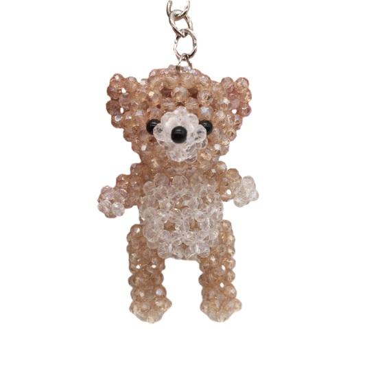 Keychain Pendant, Cartoon Bear Handcrafted Metal Keychain with Glossy Realistic Surface, DIY Animal Beading Kit for Backpack or Handbag