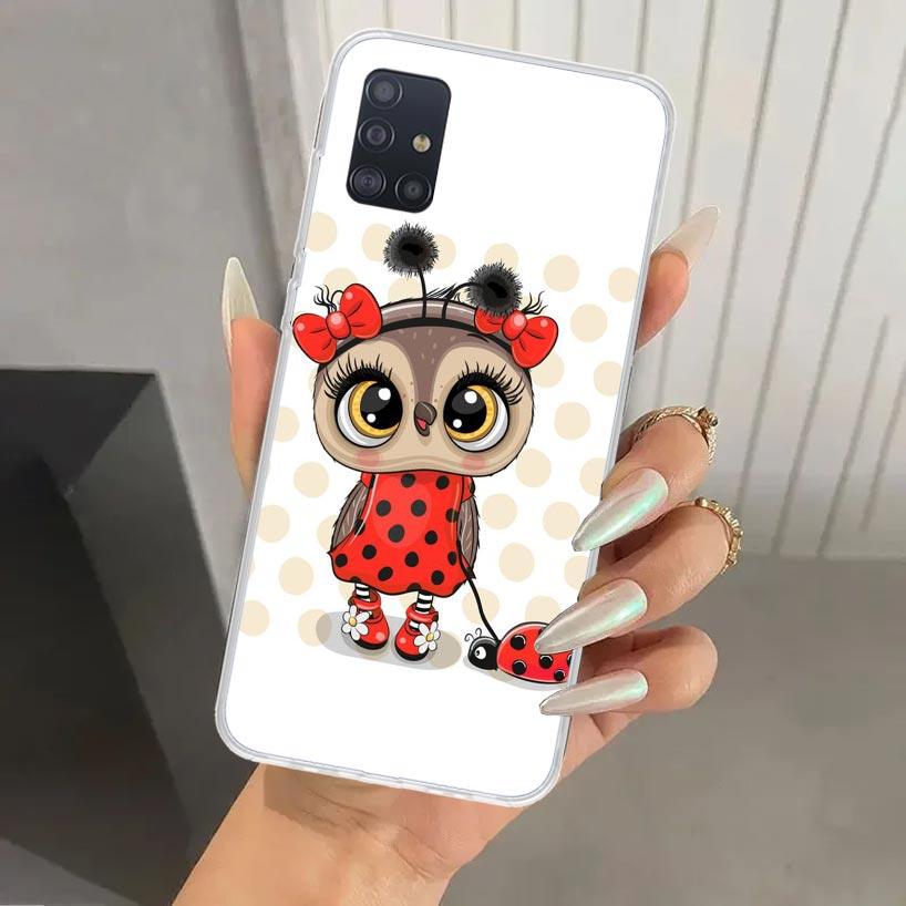 Cartoon Cute Owl LoveLy Phone Case for Samsung Galaxy A52 A42 A32 A22 A12 A02S A72 A51 A50S A41 A31 A21S A71 A40 A30S A20S A10S