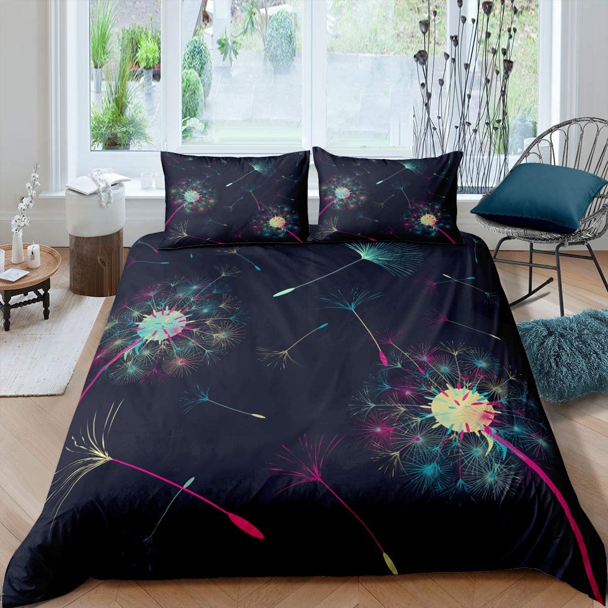 

Пододеяльник с рисунком одуванчика, белый цветочный узор, полиэстер, одеяло, размер King Queen, полный размер, для детей, мальчиков и девочек, комплект постельного белья EU single(135x200cm)