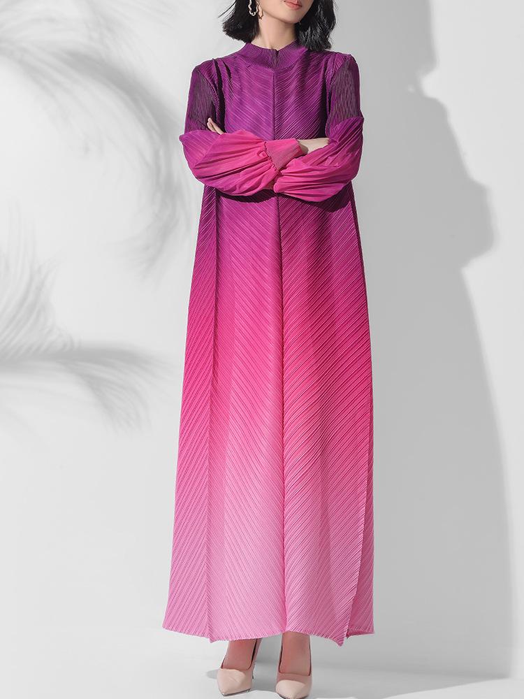 

Middle Eastern Style Women s Gradient Robe Dress, Semi-High Neck, Plus Size, High-End Bud Skirt. One Size фіолетовий