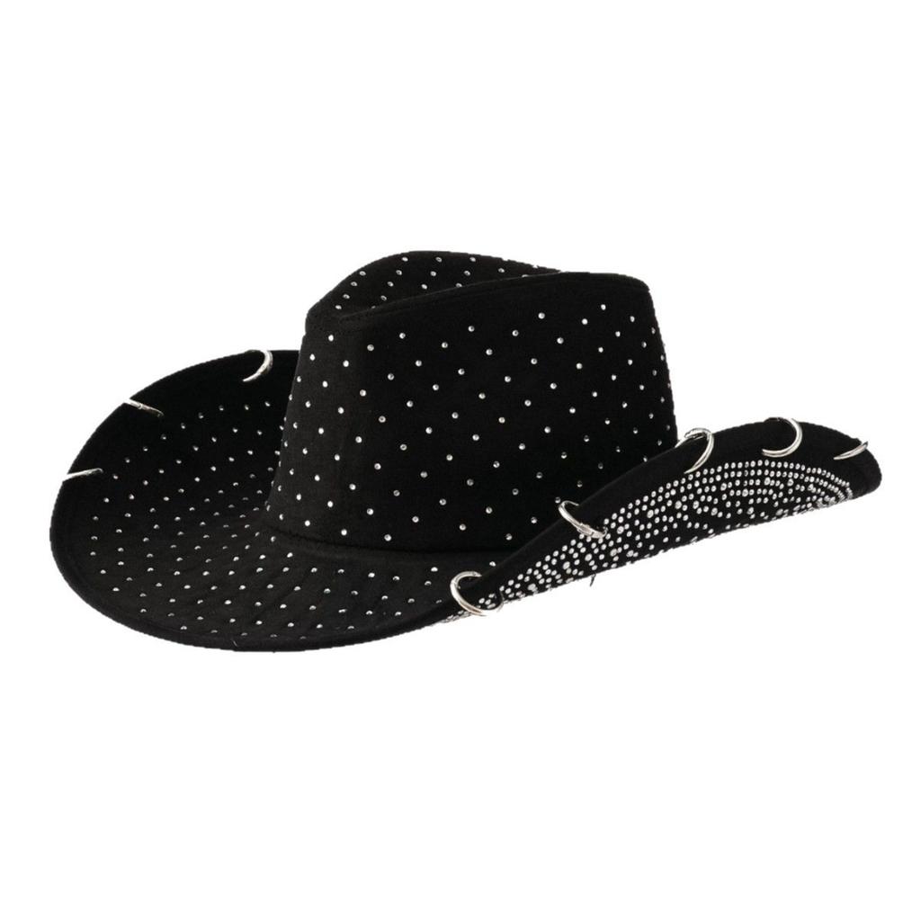 Cappello Speciale di Jeans Cappello da Cowgirl con Strass Ragazza da Festa Y2K Cappello da Ragazza Western Bling Bling Cappello Talor Cappello Panama Retrò Britannico per la Chiesa