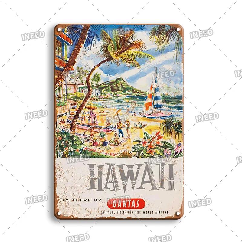 Funny Aloha Tiki Bar Tin Sign, Vintage Beach Bar, Pub Art, Wall Decor, Metal Plate, Retro Hawaii Beauty, Iron Painting Signs