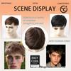 Men's Short Straight Human Hair Wig - Lightweight, Breathable, Natural Texture Hair Topper