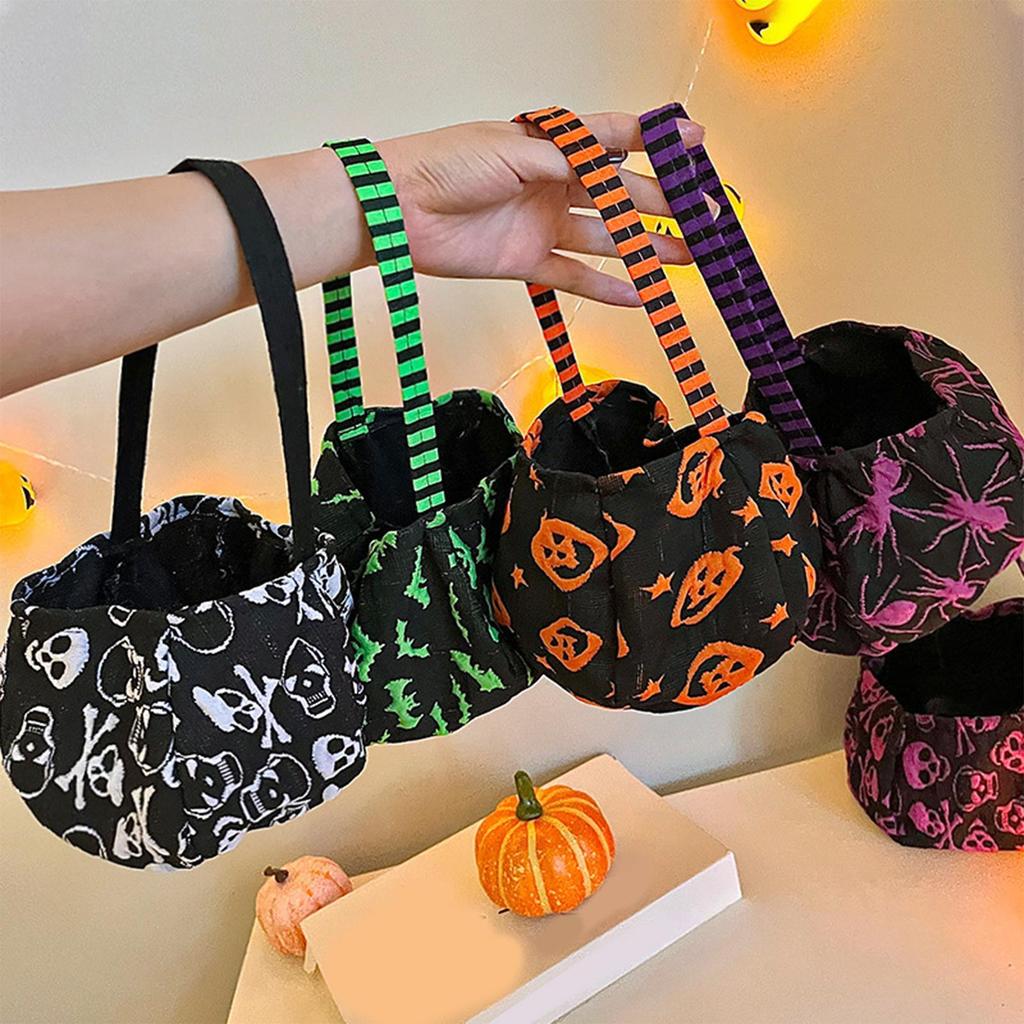 Halloween Candy Bag  Pumpkin Boo Trick or Treat Portable Candy Bag Tote Bucket Basket Kids Play Bags Holiday Storage Bags