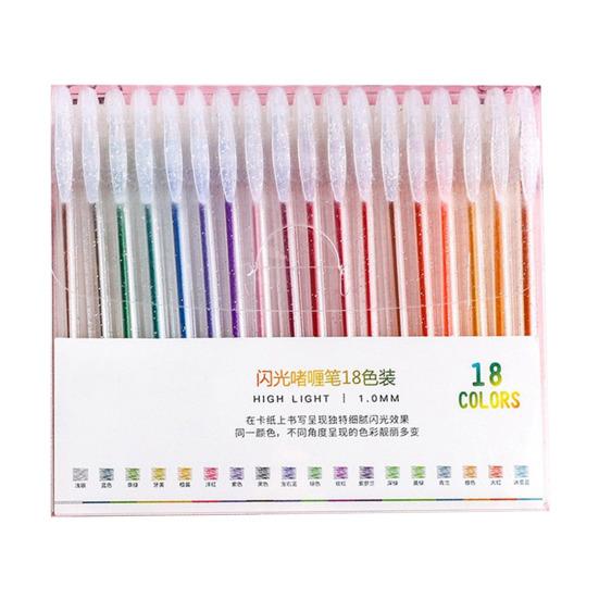 Highlighter Pen Set Transparent Body Multicolored Painting Pen with Glitter Sparkling Effect Smooth Metal Tip Ink Highlighter for Note Marking