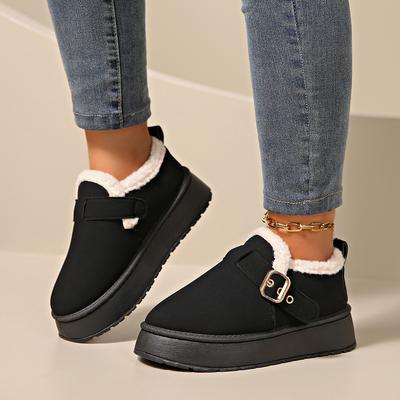 Bottes de neige pour femmes hiver paresseuses à une pédale à semelles épaisses empilées épaissies chaussures en coton pour femmes