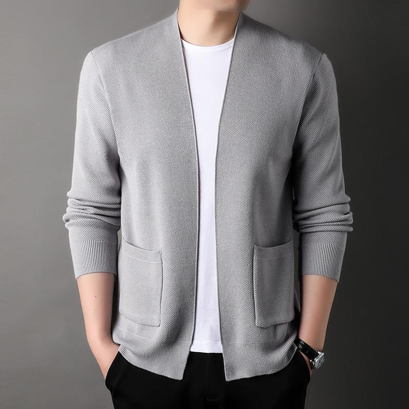 

Лето и осень Новый ажурный сетчатый вязаный кардиган мужской тонкий свитер с длинными рукавами трендовое повседневное пальто 105-M