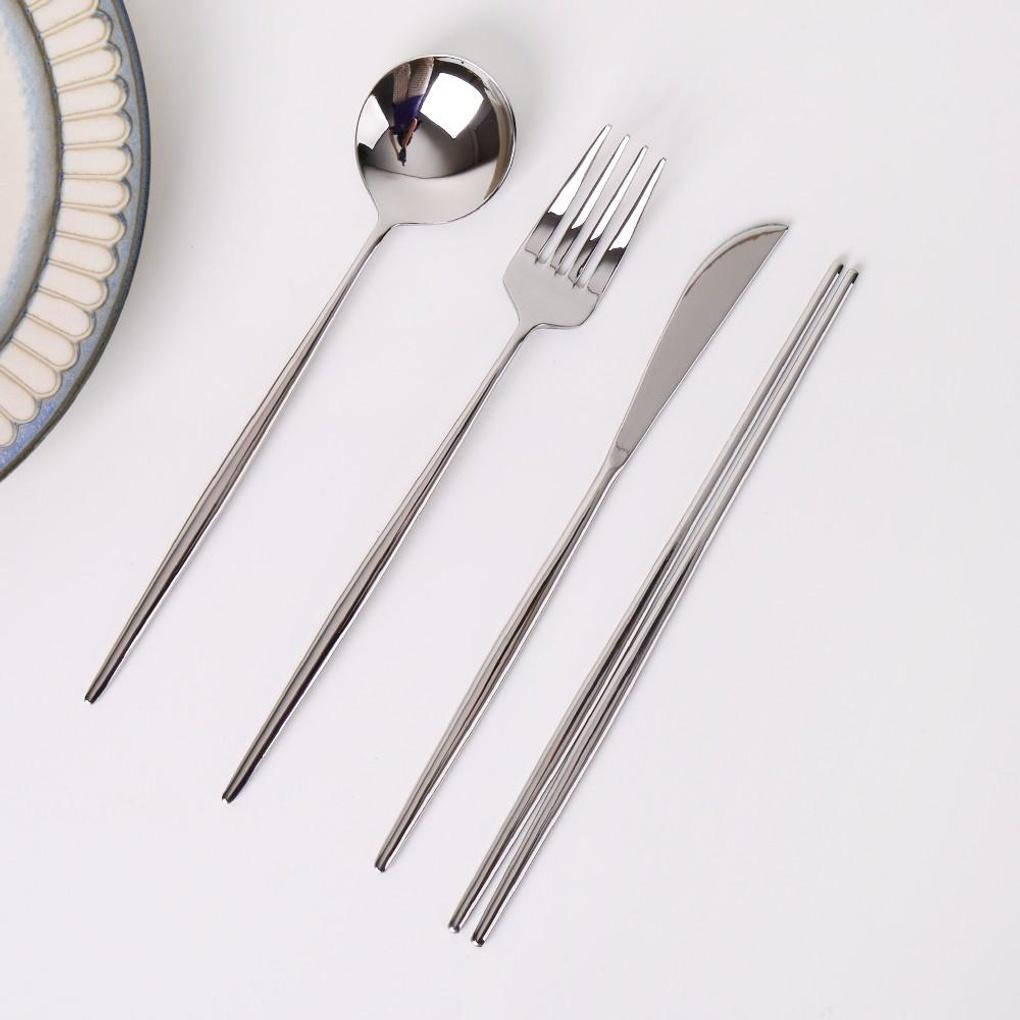 Avella Premium Glossy and Matte Silver Dinner Cutlery Knife