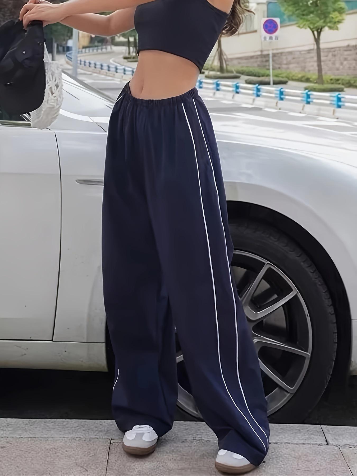 

2026 Women s Quick-Drying High-Waisted Straight Leg Wide-Leg Sports Pants - European & American Spicy Girl Style M темно-синього кольору