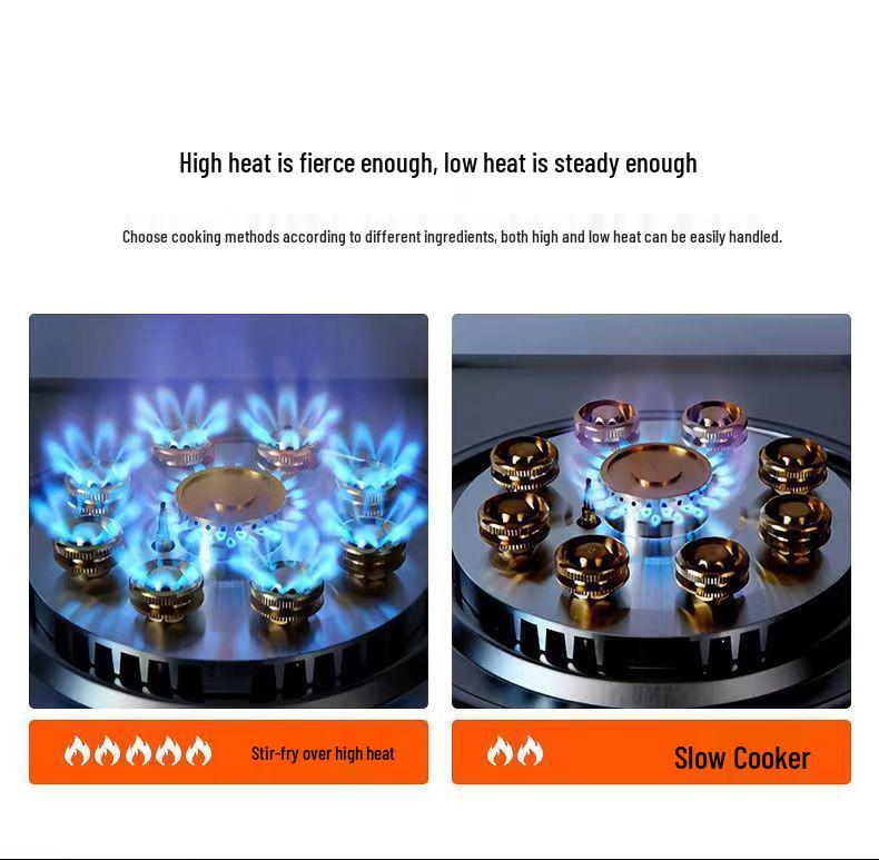 Charming Chef High-Power Natural Gas Single Burner Stove - Nine-Cavity Efficient Fire Dual-Use Hob