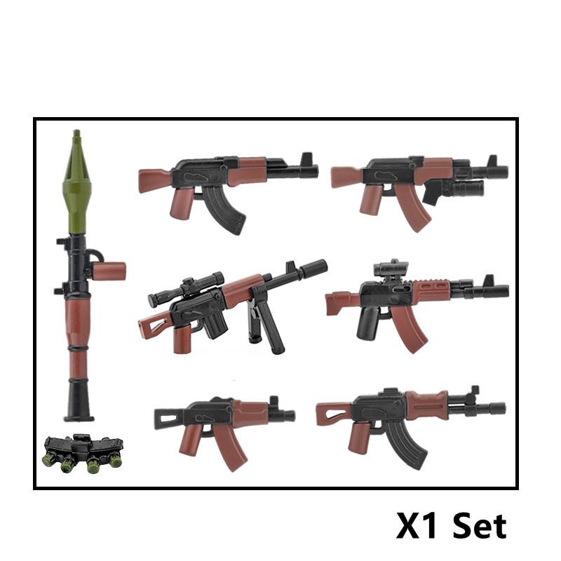 5/10 WW2 Soldier Weapons Building Block Two-color Printing Machine Rifle Submachine Sniper Guns Military Accessories Block Bricks C238