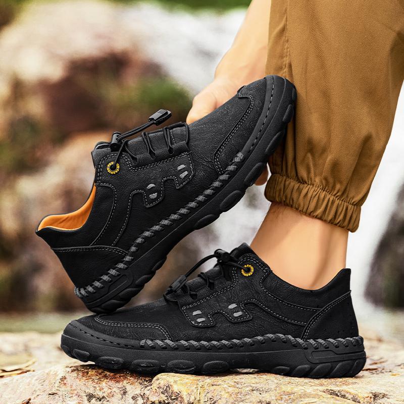 Scarpe da uomo retrò per il tempo libero, di grandi dimensioni, in pelle, con fondo in gomma, fatte a mano, stivali da uomo in pelle