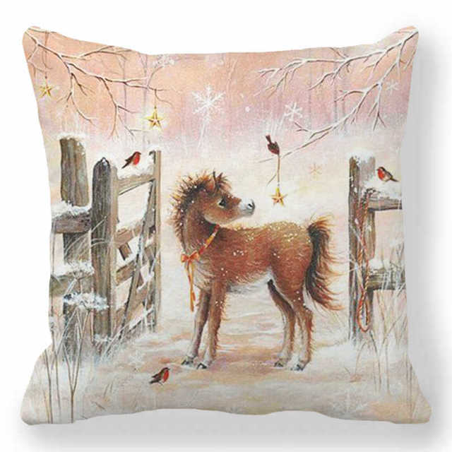 45cm Merry Christmas Cushion Cover Pillowcase 2024 Christmas Decorations for Home Ornament Happy New Year Christmas Decor 2025