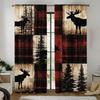 Retro Christmas Reindeer Print Stick Bag Curtains   Bedroom and Living Room Decoration   Home Decoration   Christmas Decoration