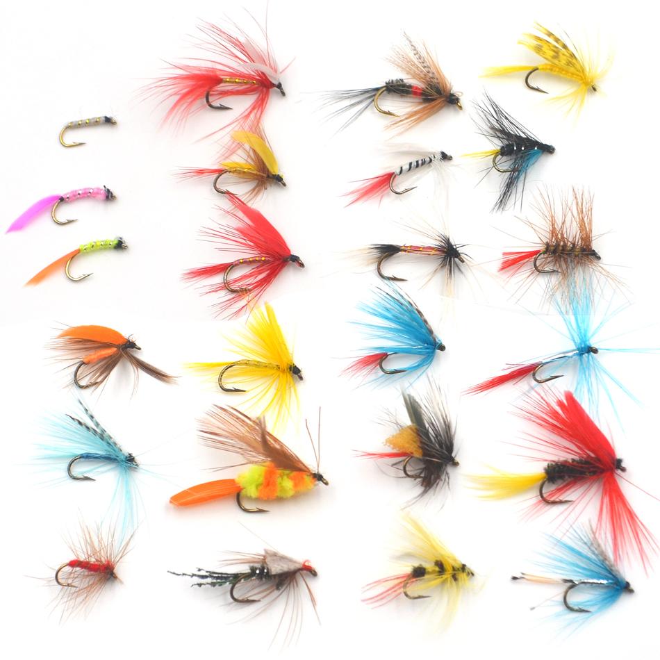 MNFT 72Pcs/Set Wet Dry Nymph Fly Fishing Lure Set Artificial Lnsect Bait Trout Fly Fishing Hooks Tackle With Waterproof Case Box