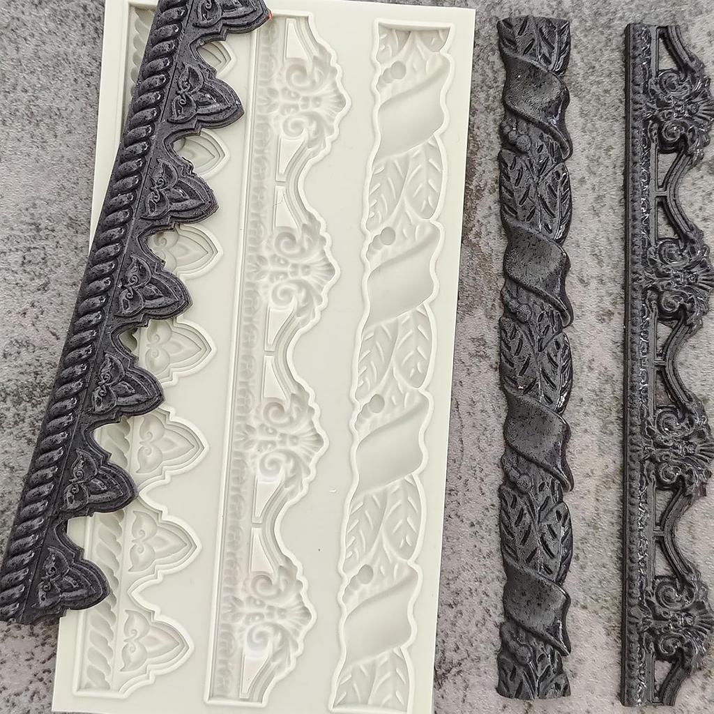 1 Pcs Baroque Cake Border Silicone Mold, Reble Cake Decoration Fondant Mold for Wedding Cupcake Toppers, Chocolate, Candy, Clay, Plaster, Resin, Home
