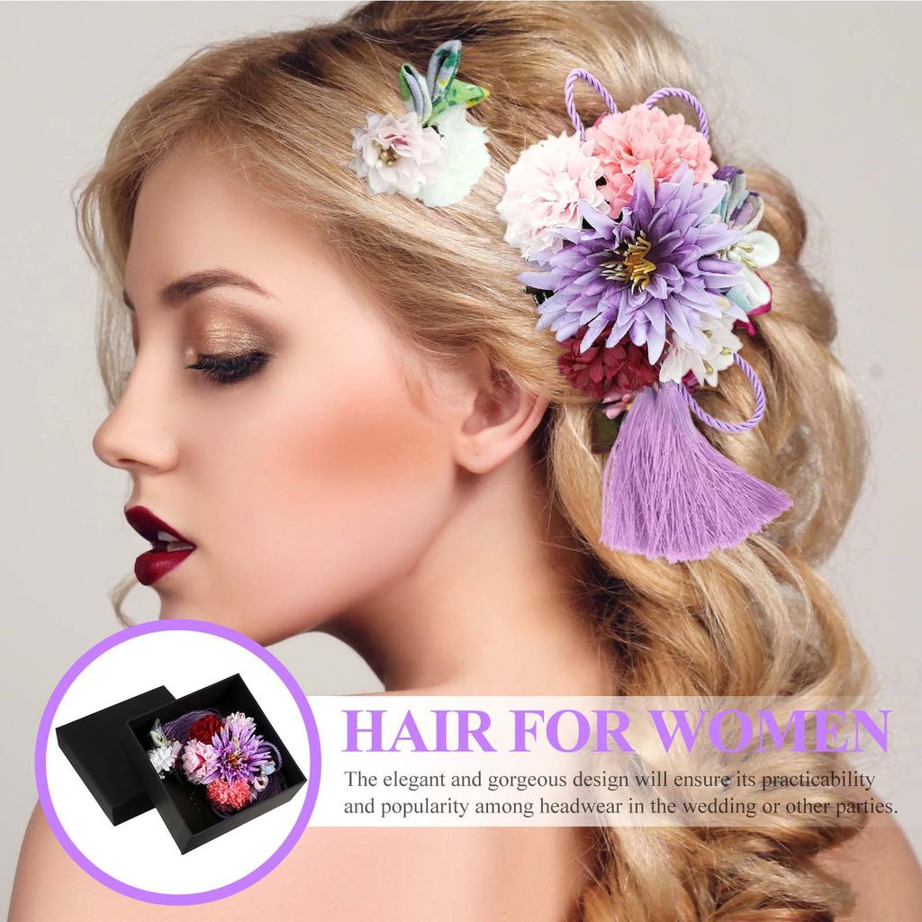 2Pcs Elegant Flower Tassel Hair Combs Japanese Style Wedding Bridal Hairpins Lightweight Headwear for Women Party Bridal Hair