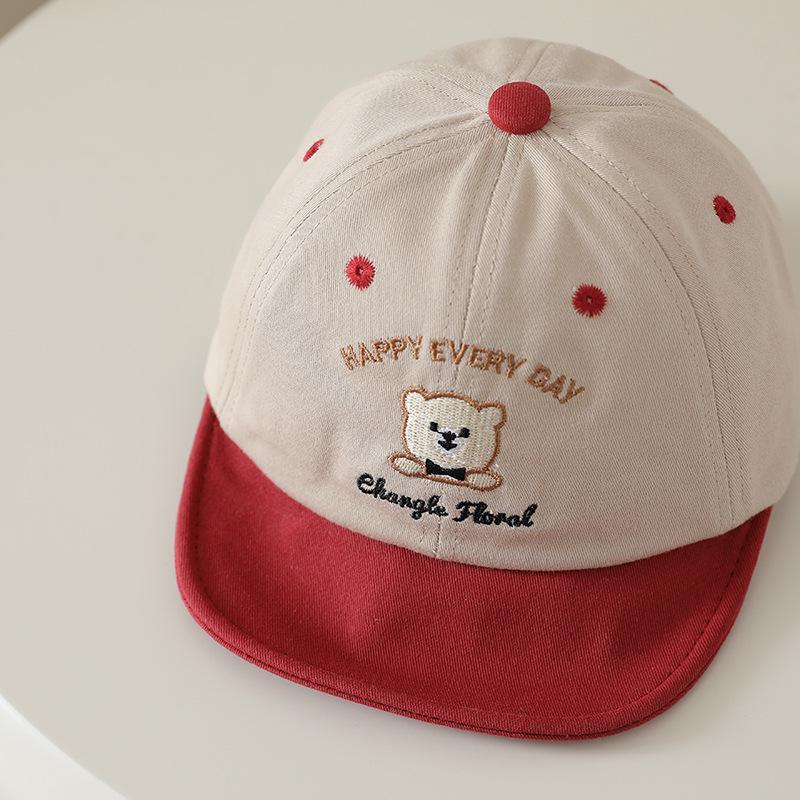 Unisex Dziecięca Miękka Czapka Baseballówka z Daszkiem z Motywem Misia Kreskówkowego do Ochrony przed Słońcem - Wiosna/Lato Styl Koreański