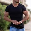 Summer Slim V-neck Sports Breathable Physical Spot Solid Color Short-sleeved Sweat T-shirt Men Short Sleeved