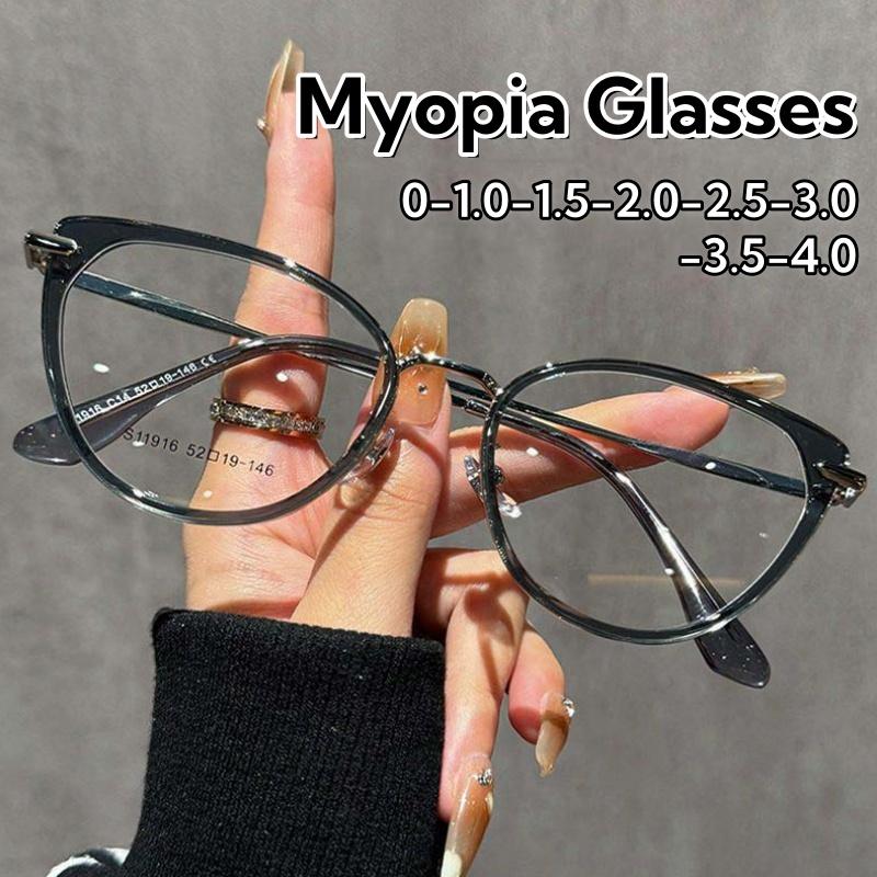 Fashionable High-End Cat Eye Hd Myopia Glasses For Women And Men Retro Comfortable Eye Protection Eyeglasses 0 To -4.0