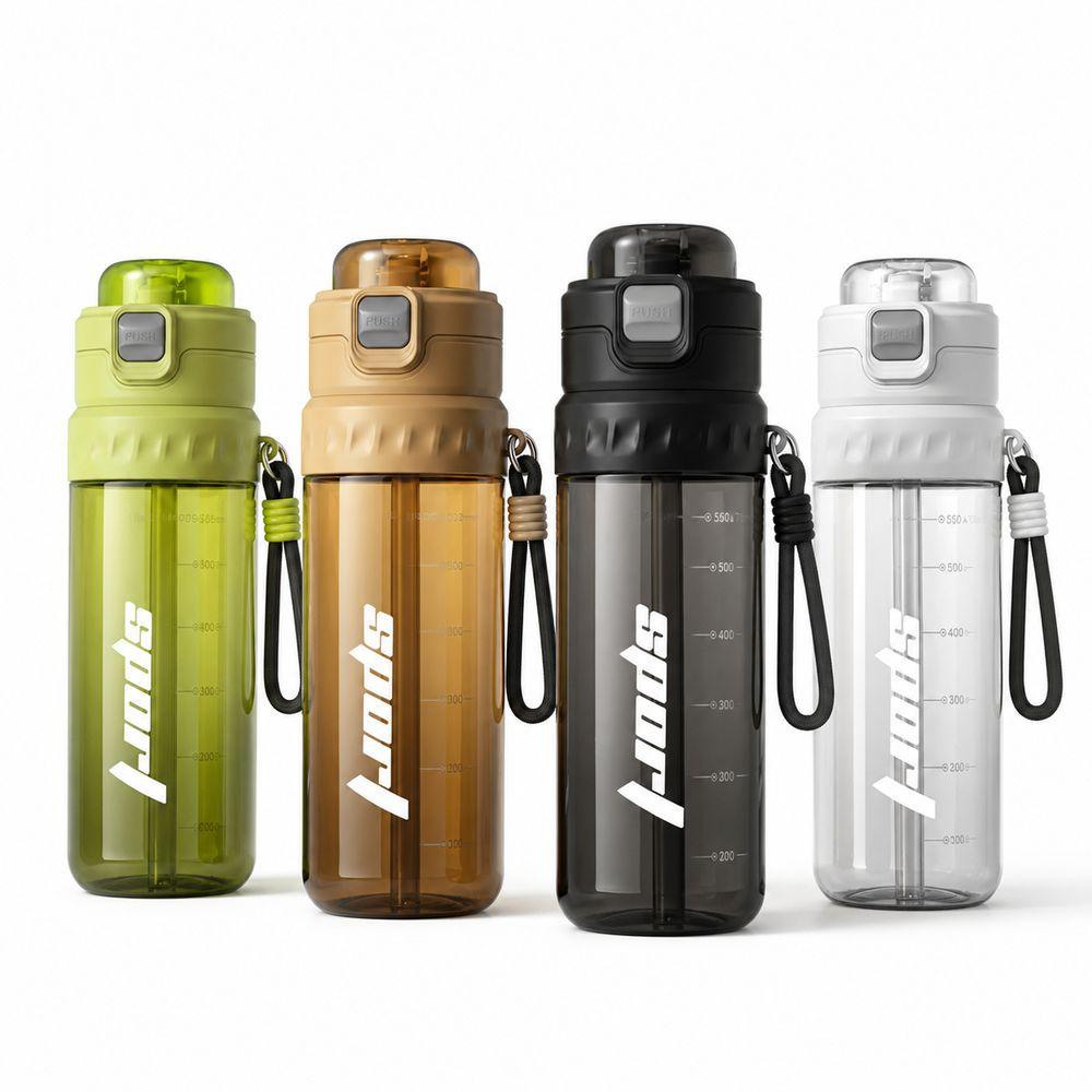 750ML Mist Spray Bottle Mist Spray Function Plastic Sports Water Bottle Dual Drinking Modes Push Button Lid Straw Water Bottle