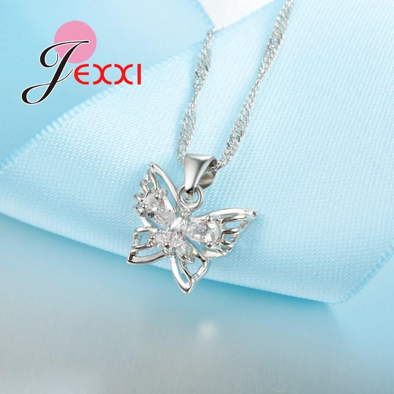 Pendientes Austrian Crystal Jewelry Sets For Women 925 Sterling Silver Pendant Necklace Earring Wedding Bridal Jewelry Set