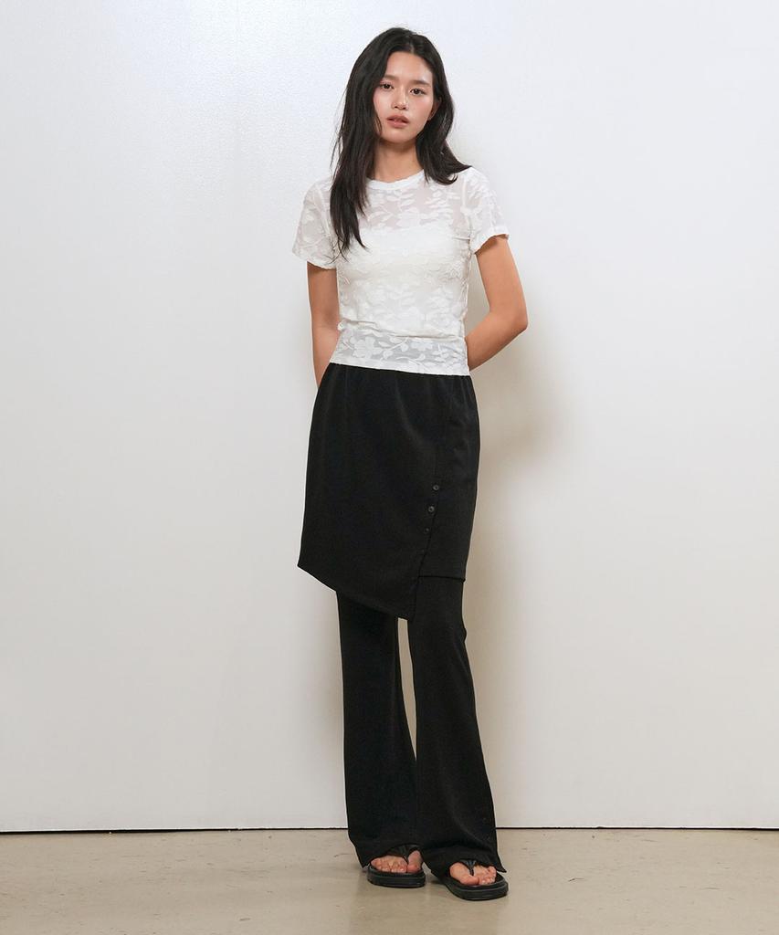 GENERALIDEA Floral Sheer Short Sleeve T-Shirt [White] / Gf2Lts508
